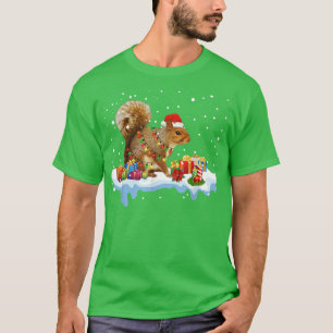 Camiseta Funny Squirrel Decoraciones navideñas Santa Hat Xm
