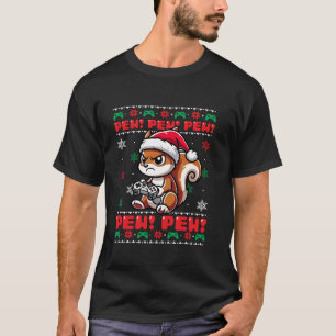 Camiseta Funny Squirrel Gamer Pew Video Game Navidades feos