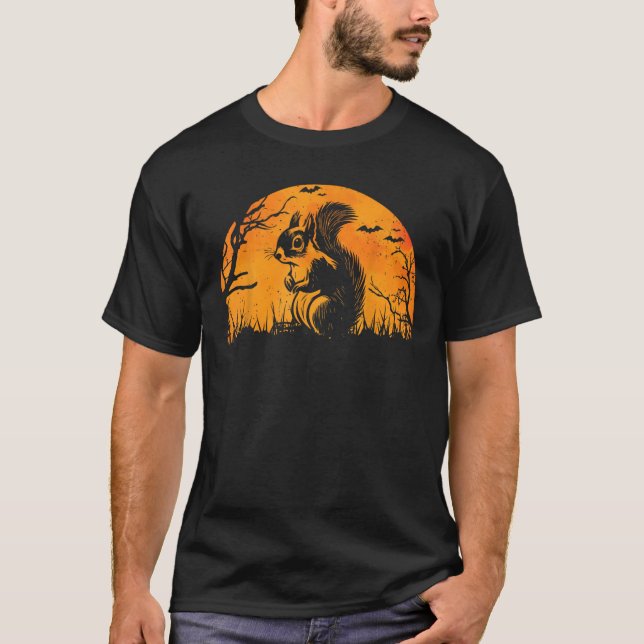 Camiseta Funny Squirrel Halloween Silhouette Spooky Squirúr (Anverso)