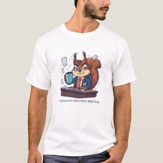 Camiseta Funny Squirrel Survived Meeting Humor