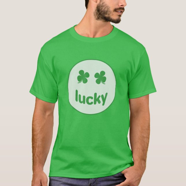 Camiseta Funny St Patrick Day Lucky Smile Face Meme (Anverso)