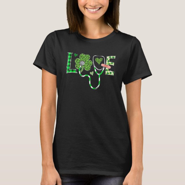 Camiseta Funny St Patrick S Day Irlandés Love Nurs Shamrock (Anverso)