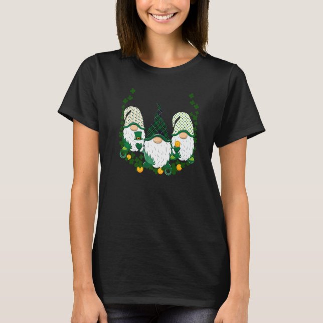 Camiseta Funny St Patrick S Day Three Gnome Shamrock Green (Anverso)