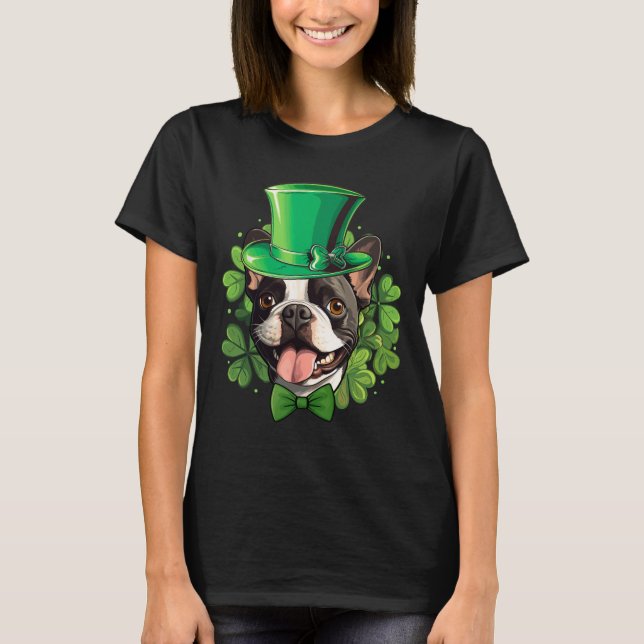 Camiseta Funny St Patricks Boston Terrier (Anverso)