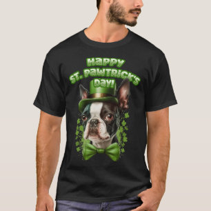 Camiseta Funny St. Patrick's Day Boston Terrier Pawstrick L