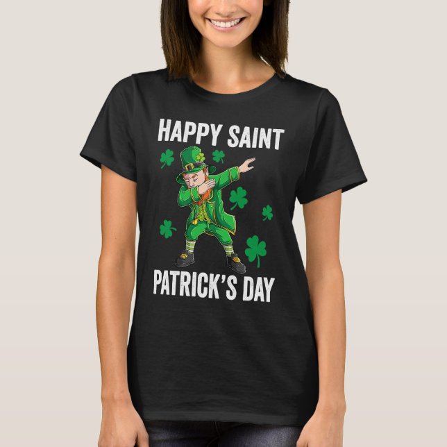 Camiseta Funny St Patrick's Day Dabbing Leprechaun Apparel  (Anverso)