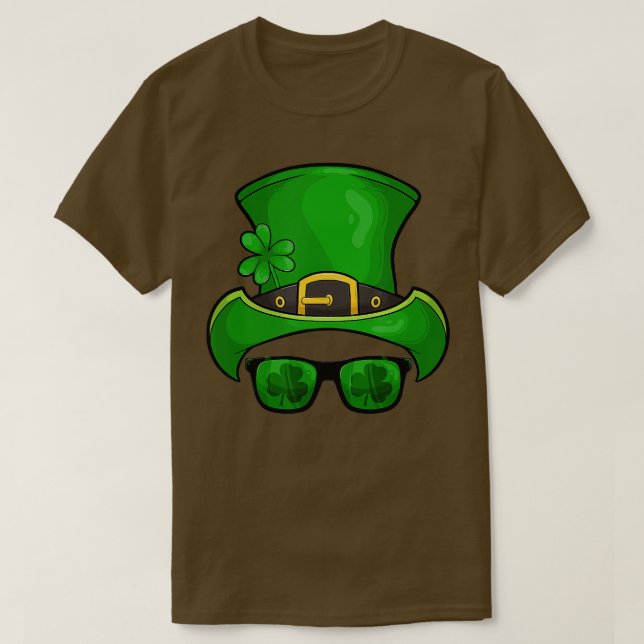 Camiseta Funny St Patricks Day Gorra y Shamrock Eyeglasses (Diseño del anverso)