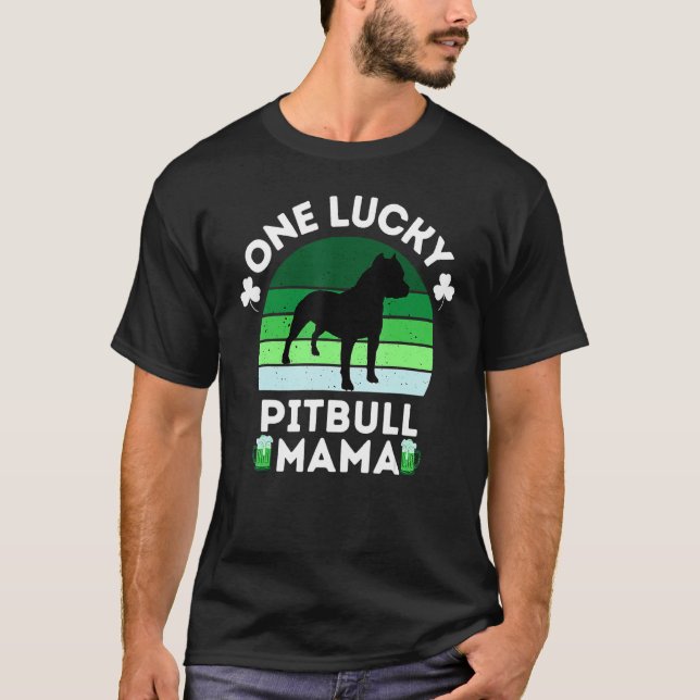 Camiseta Funny St Patrick's Day One Lucky Pitbull Mama Pitb (Anverso)