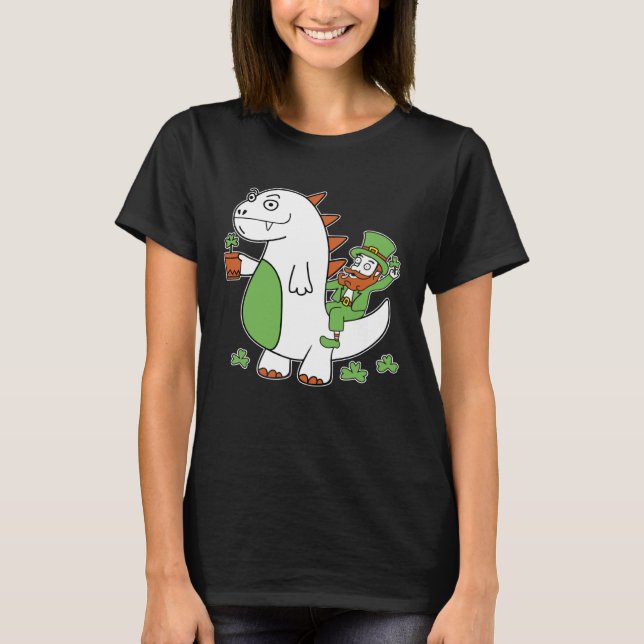 Camiseta Funny St Patrick's Day Shirt Leprechaun Dragon Clo (Anverso)