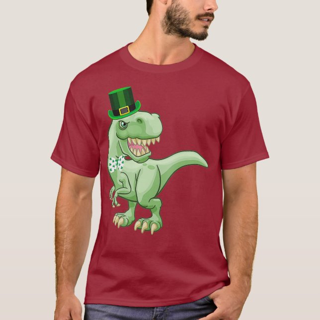 Camiseta Funny St Patricks Day TRe Dinosaurio irlandés con (Anverso)