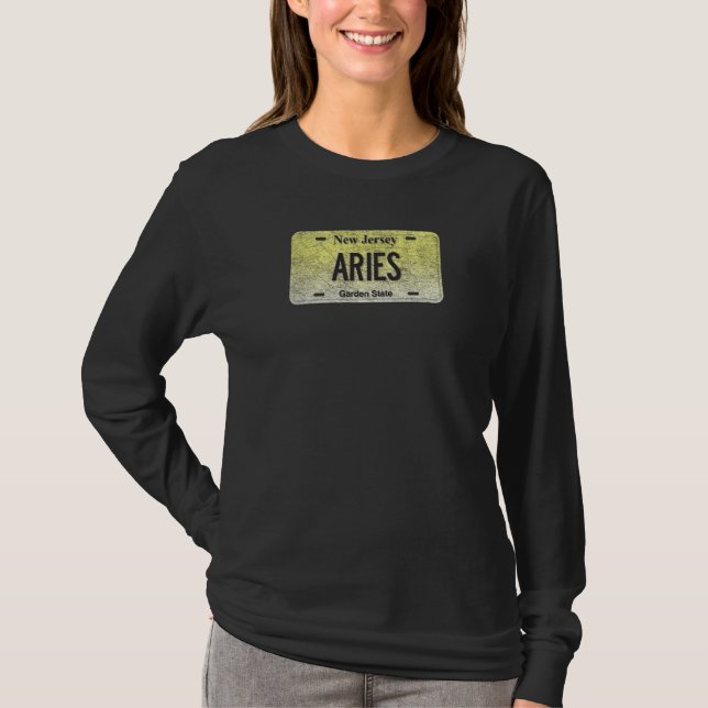 Camiseta Funny State Vanity License Plate Aries (Anverso)