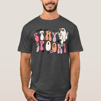 Camiseta Funny Stay Spooky Vibes Retro Floral Ghost Hippie 