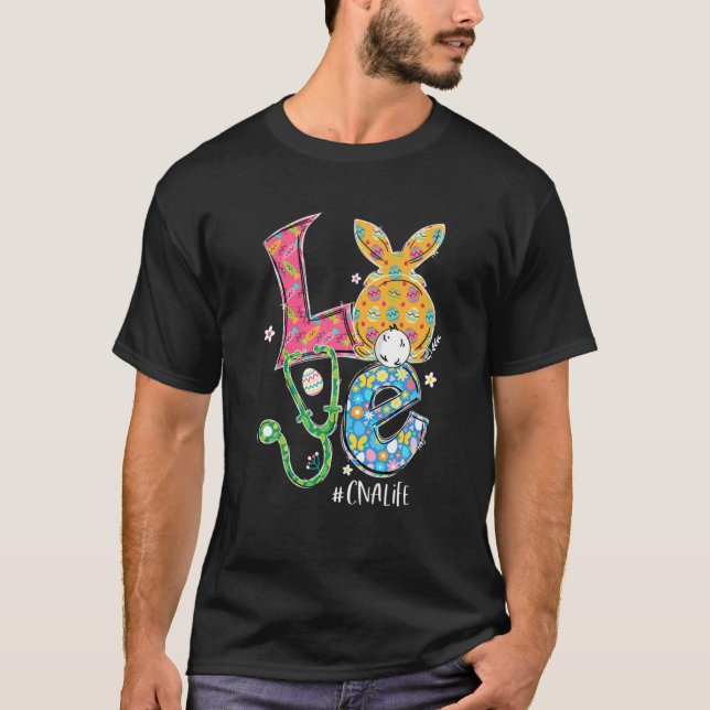 Camiseta Funny Stethoscope Love CNA Life Nurse Bunny Easter (Anverso)