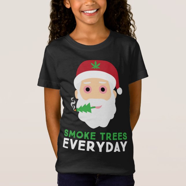 Camiseta Funny Stoner Santa Smoke Treke Navidades Pajama (Anverso)