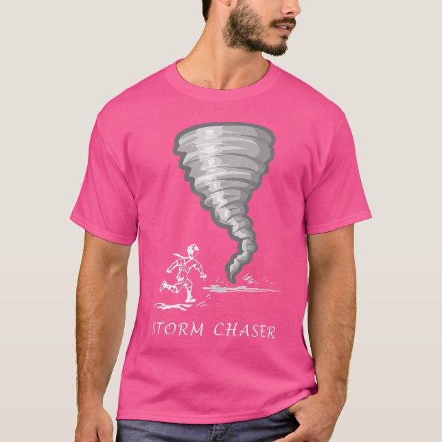 Camiseta Funny Storm Chasing With Man Running Toward Tornad (Anverso)