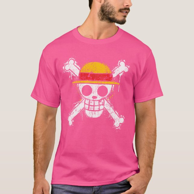 Camiseta Funny Straw Gorras Pirata Calavera Y Huesos Cruzad (Anverso)