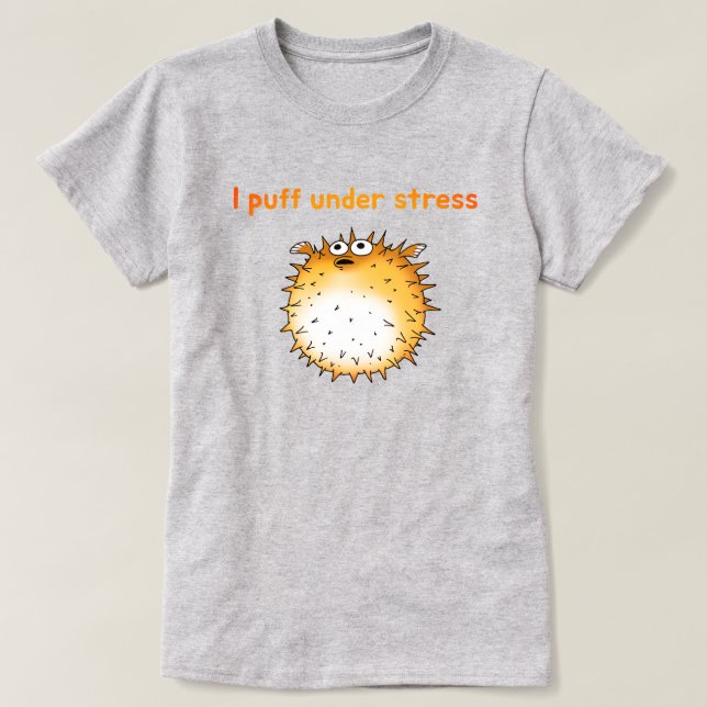 Camiseta Funny Stresed Pufferfish Personalizado (Diseño del anverso)