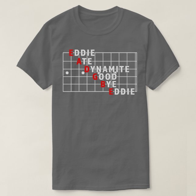 Camiseta Funny String Name Eddie Ate Dynamite Good Bye Eddi (Diseño del anverso)