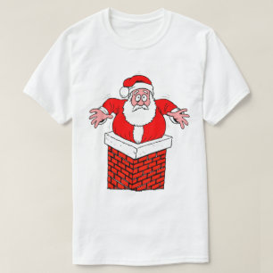 Camiseta Funny Stuck Santa Navidades Eve Chimney