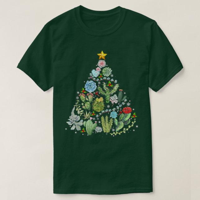 Camiseta Funny Succulent Christmas Tree Cactus Gardener Xma (Diseño del anverso)