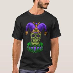 Camiseta Funny Sugar Skull Jester Gorra Mardi Gras Fiestas