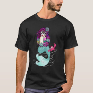 Camiseta Funny Sugar Skull Mermaid Dia de Muertos Halloween