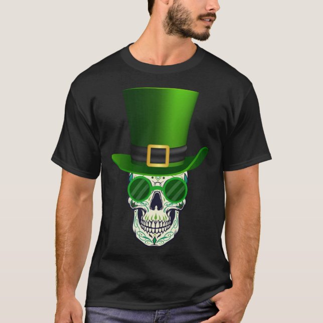 Camiseta Funny Sugar Skull Saint Patricks Day of Dead (Anverso)