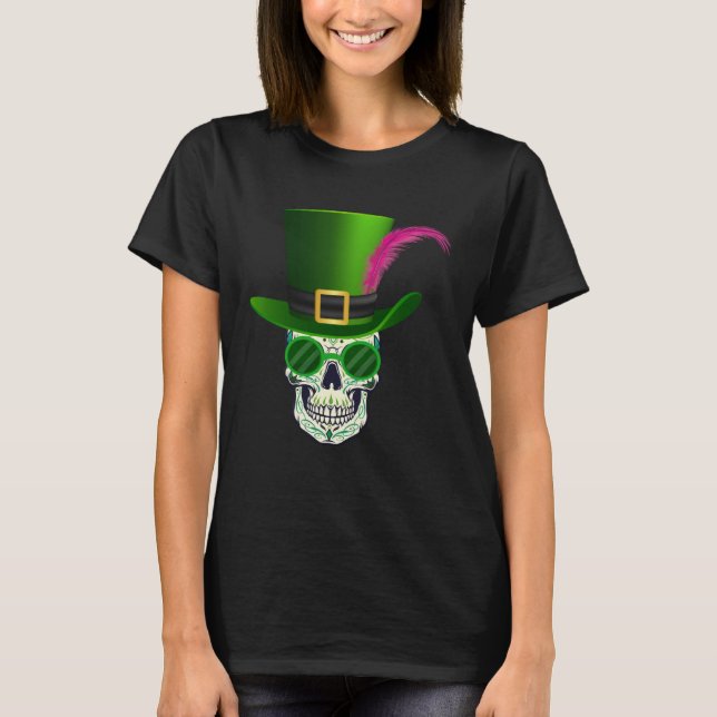Camiseta Funny Sugar Skull Saint Patricks Day of Dead 1 (Anverso)