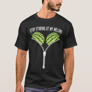 Camiseta Funny Summer Watermelon Bra Stop Staring At My Mel