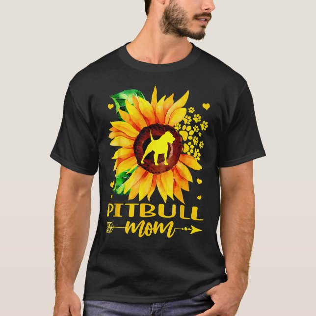 Camiseta Funny Sunflower Pitbull Mom Dog Lover (Anverso)