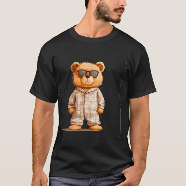 Camiseta Funny Sungles Teddy Bear In Pajama Costume Design  (Anverso)