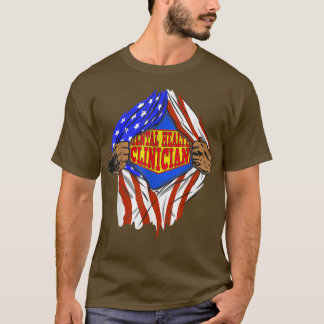 Camiseta Funny Super Mental Health Clinician Hero Job 1394
