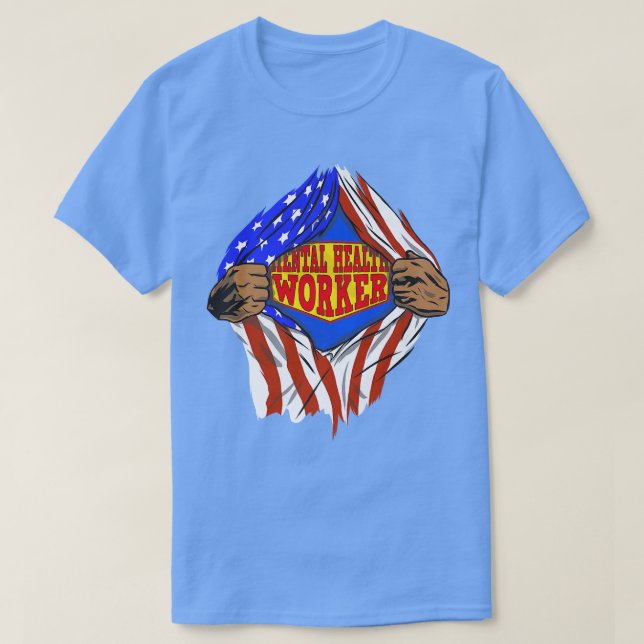 Camiseta Funny Super Mental Health Worker Hero Job 1404 613 (Diseño del anverso)
