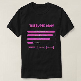 Camiseta Funny Super Mom Stats T-Shirt - Cute Pink Mother's