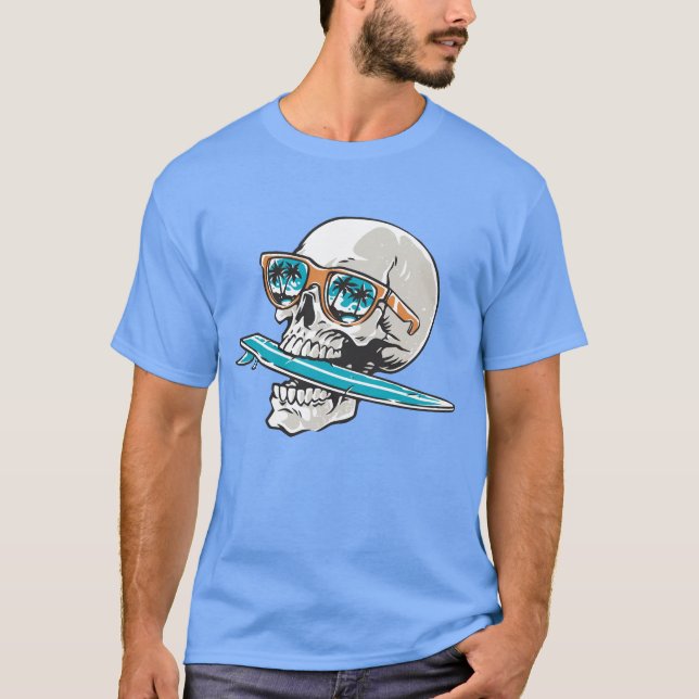 Camiseta Funny Surfboard Bite Summer Surf Design (Anverso)
