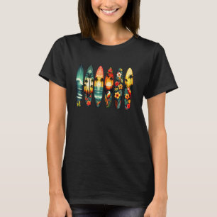 Camiseta Funny Surfboards Hawaii Tropical Surfing Lover S