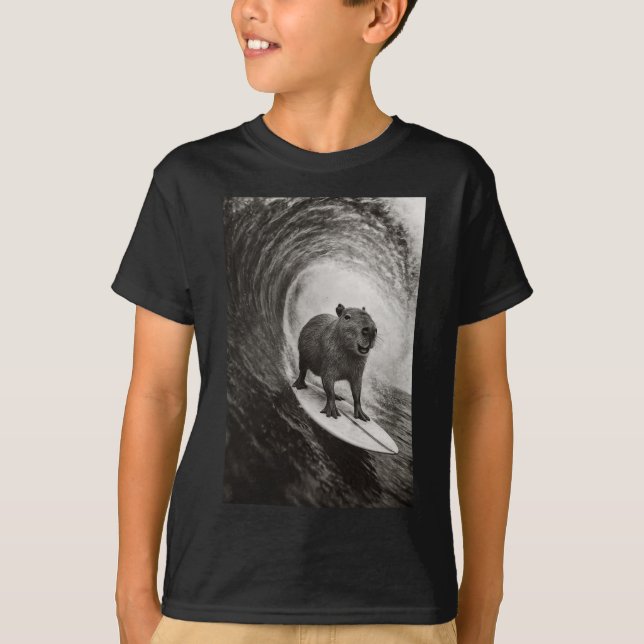 Camiseta Funny Surfing Capyra Selfie On Surfboard Beach Ani (Anverso)