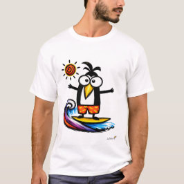 Camiseta Funny Surfing Penguin Cartoon T-Shirt