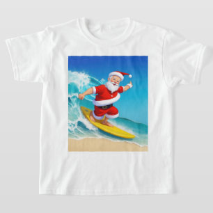 Camiseta Funny Surfing Santa Claus