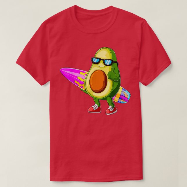 Camiseta Funny Surfing y el aguacate Lover (Diseño del anverso)