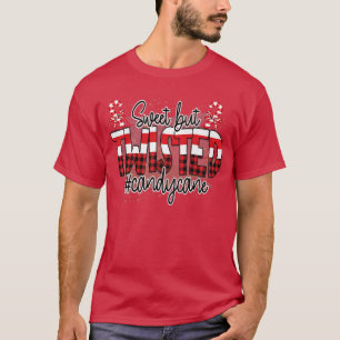 Camiseta Funny Sweet But Twisted Buffalo Plaid Candy Cane C