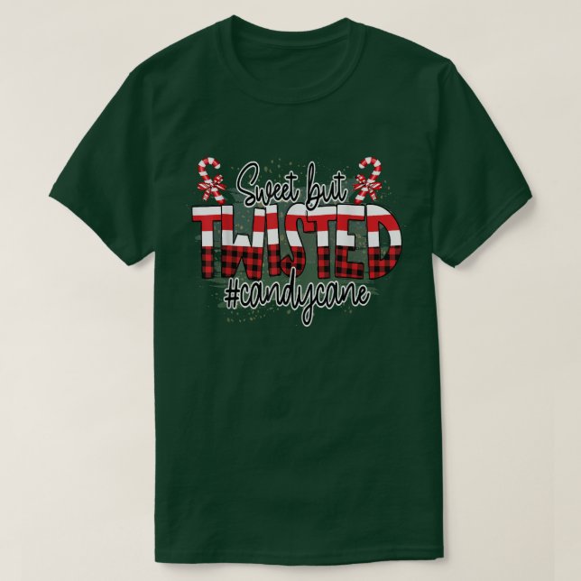 Camiseta Funny Sweet But Twisted Buffalo Plaid Candy Cane C (Diseño del anverso)