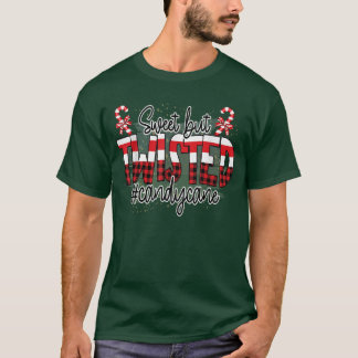 Camiseta Funny Sweet But Twisted Buffalo Plaid Candy Cane C