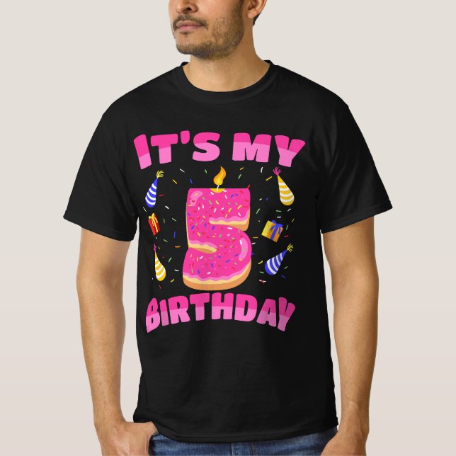Camiseta Funny Sweet Donut It's My 5th Birthday 5 Yrs Old G (Anverso)