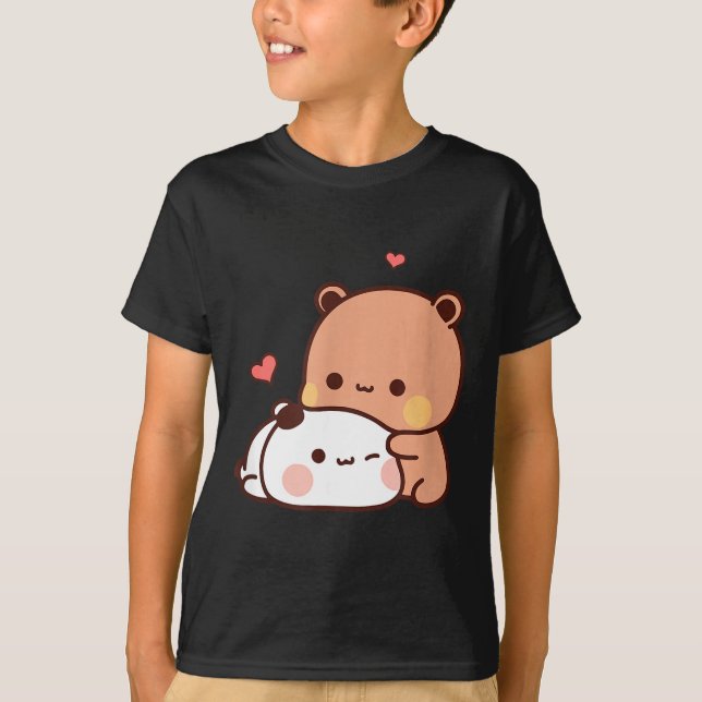 Camiseta Funny Sweet Kawaii Kp Bear Panda Hugging Couple Lo (Anverso)