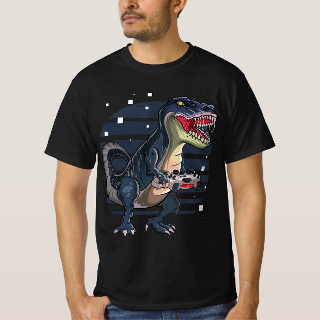 Camiseta Funny T-Rex Gamer T Rex Gaming, Cute Video Game Fo (Anverso)