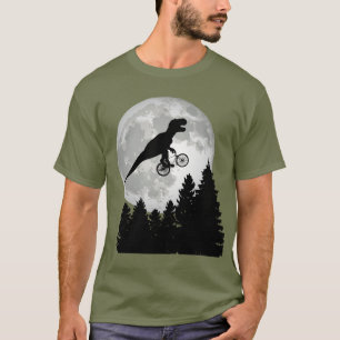 Camiseta Funny T-Rex volando en bicicleta con luna llena