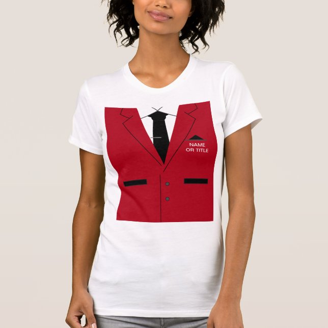 Camiseta Funny T-Shirt Red Suit and Tie - Texto de nombre p (Anverso)