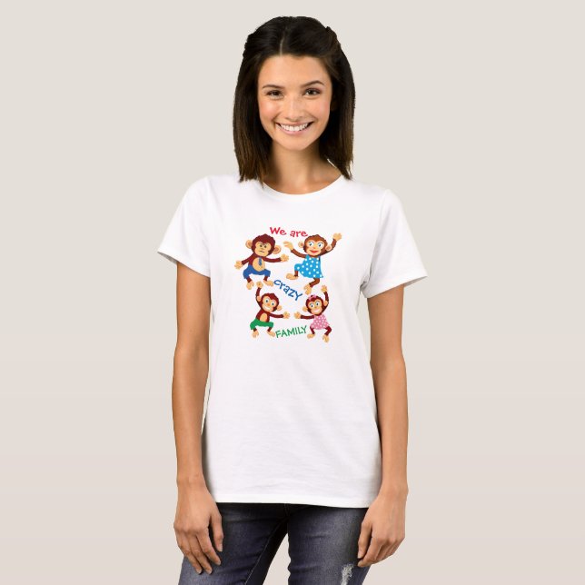 Camiseta Funny T-shirt with monkeys for cheerful family (Anverso completo)