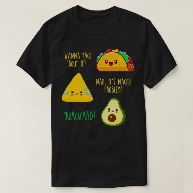 Camiseta Funny Taco Nacho Avocado Guacamole  (Diseño del anverso)